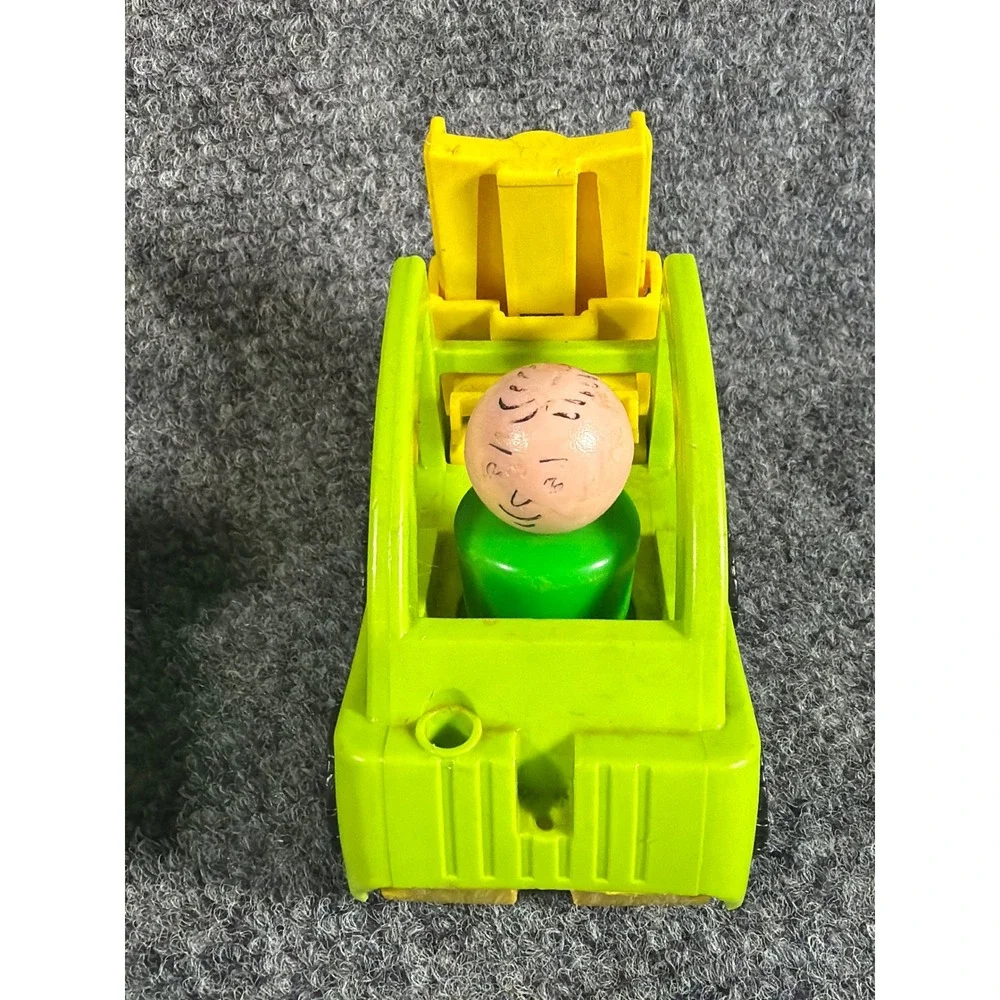 Vintage Fisher Price Little People Vehicle Lot Helicopter Tractor Forklift 6 Fig